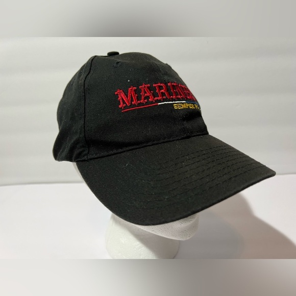 Marines Semper Fi Vintage Black Hat Bayside Made USA Embroidered - Picture 2 of 12